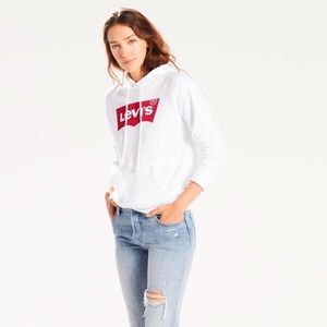 Levi’s batwing graphic hoodie. White. Size S